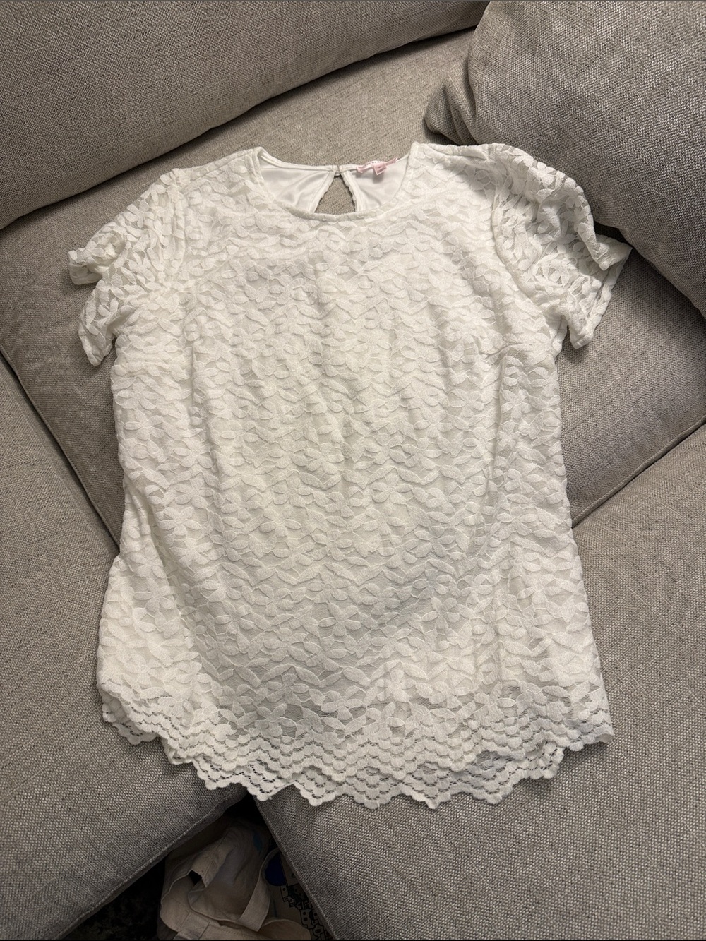 Women's White Lace Short Sleeve Blouse